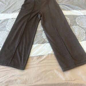 Wide Leg Chevron Pattern Trousers in Brown and Black